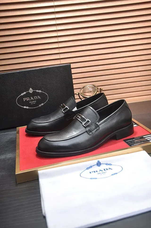 Prada Buckle Strap Loafer Black Leather Loafer 4