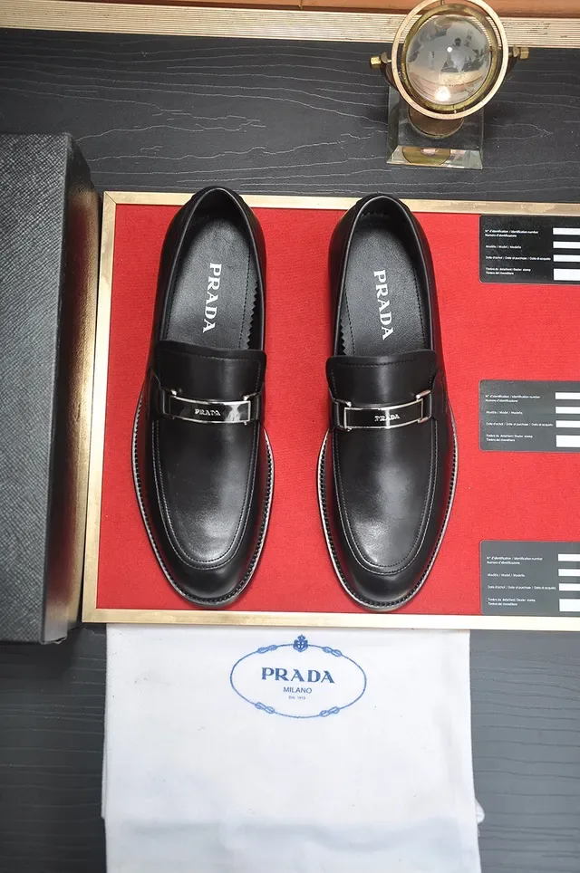Prada Buckle Strap Loafer Black Leather Loafer 5