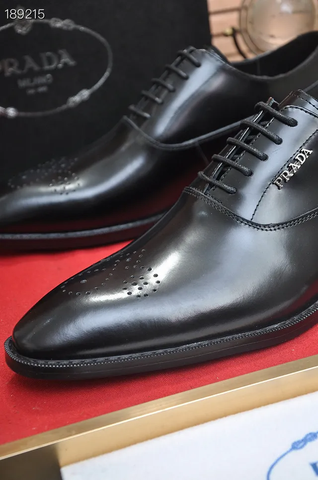 Prada Cap-Toe Full Brogue Black Oxford Shoes 4