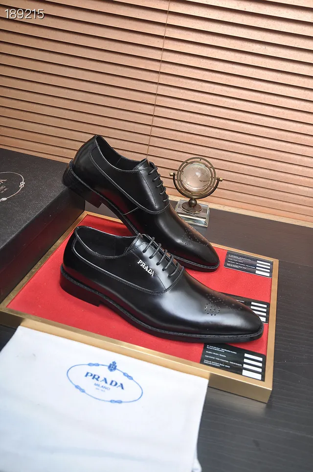 Prada Cap-Toe Full Brogue Black Oxford Shoes 5