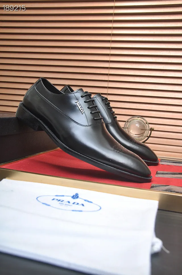 Prada Cap-Toe Full Brogue Black Oxford Shoes 8