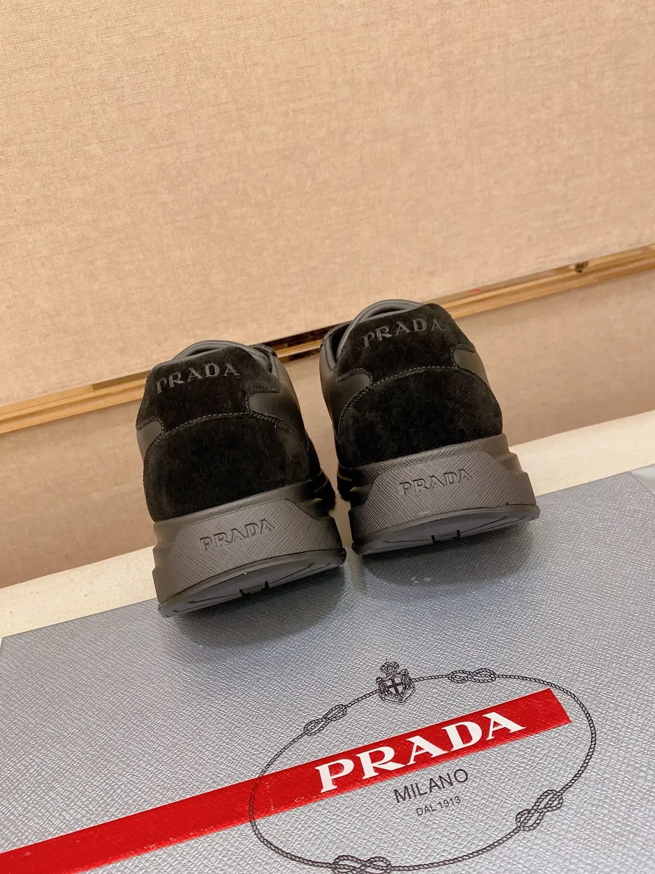 Prada Cloudbust Black and Charcoal Suede Leather Chunky Sneakers 3
