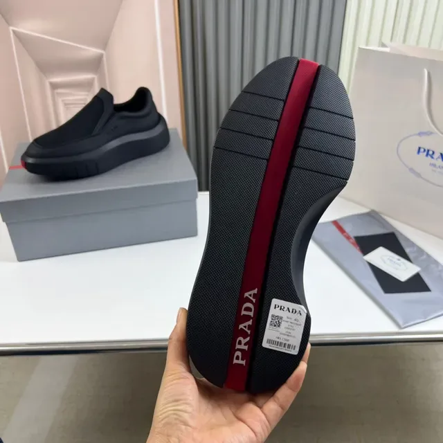 Prada Cloudbust Black Gray Slip-On Mesh-and-Leather Upper Lifestyle Sneakers 2
