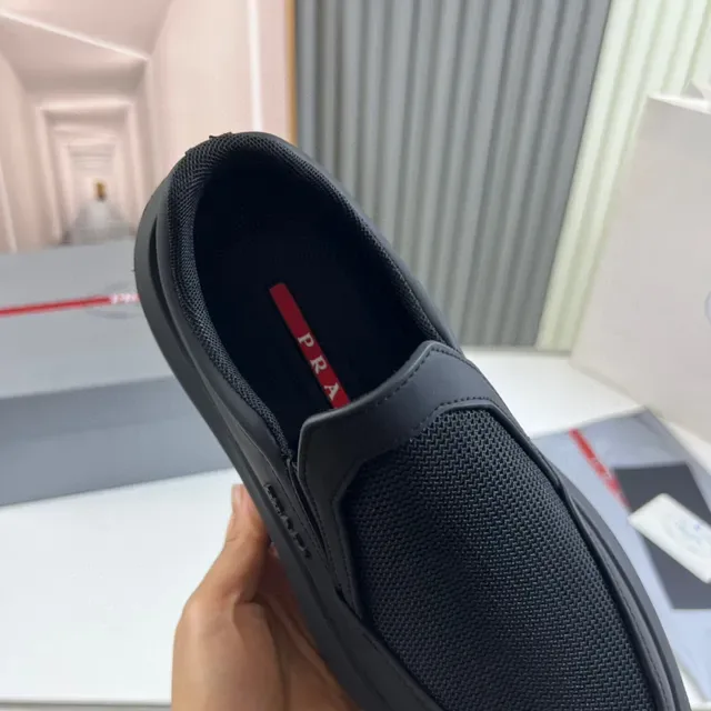 Prada Cloudbust Black Gray Slip-On Mesh-and-Leather Upper Lifestyle Sneakers 3