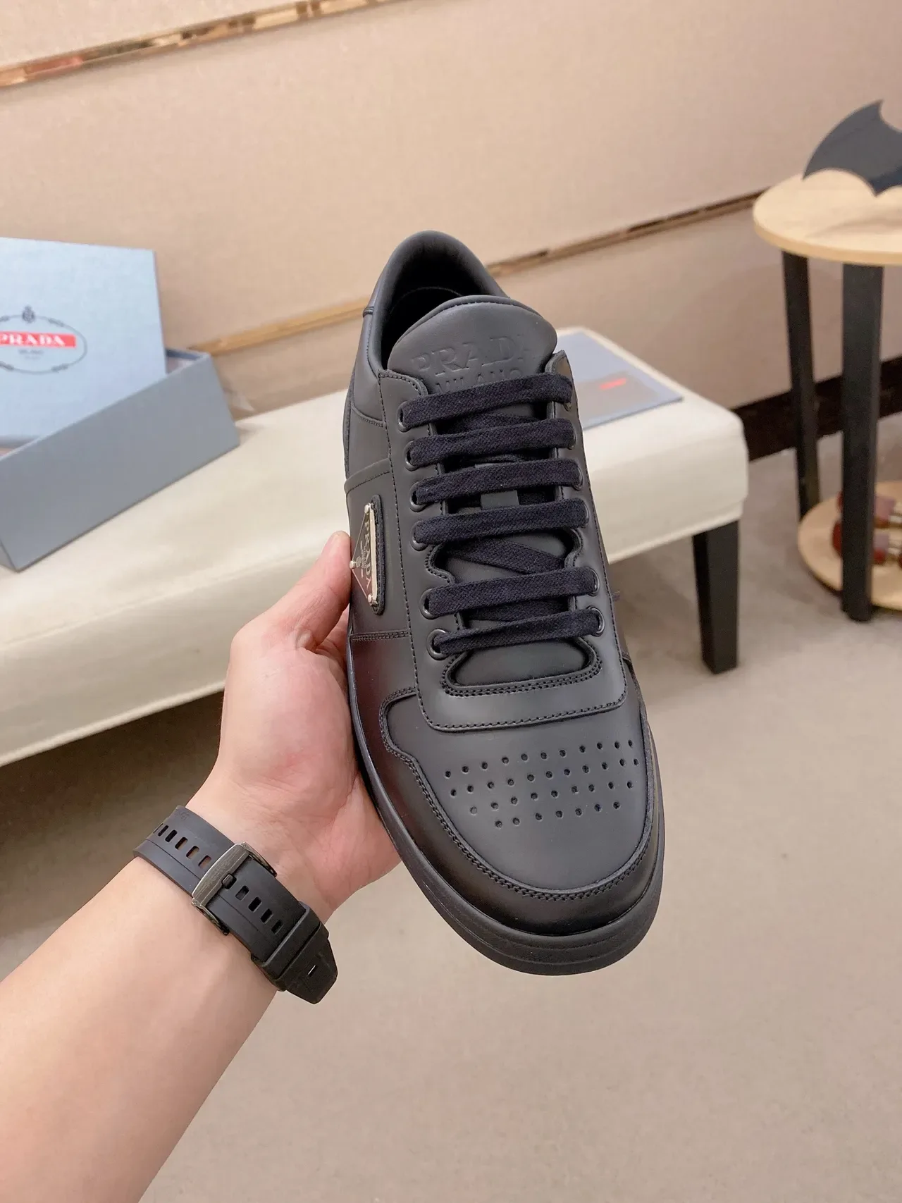 Prada Cloudbust Black Leather Lifestyle Sneakers 5