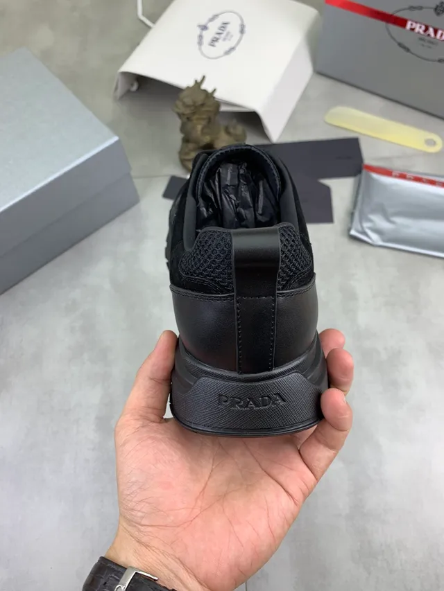 Prada Cloudbust Black Mesh and Suede Chunky Sneakers 3