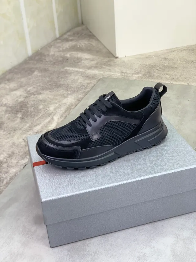 Prada Cloudbust Black Mesh and Suede Chunky Sneakers 4