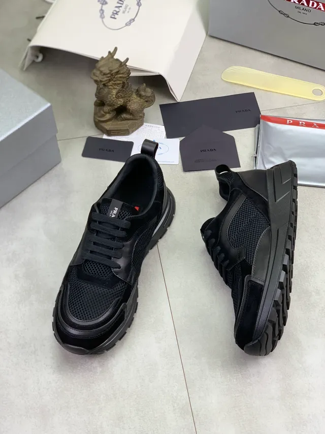 Prada Cloudbust Black Mesh and Suede Chunky Sneakers 5