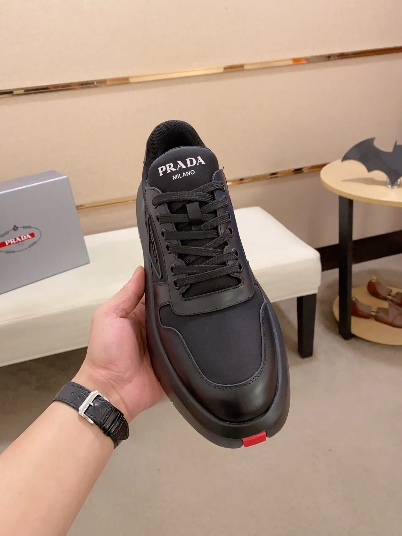 Prada Cloudbust Black Paneled Leather Lifestyle Sneakers 2