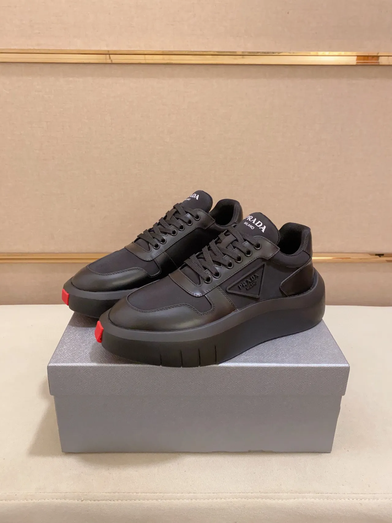 Prada Cloudbust Black Paneled Leather Lifestyle Sneakers 3