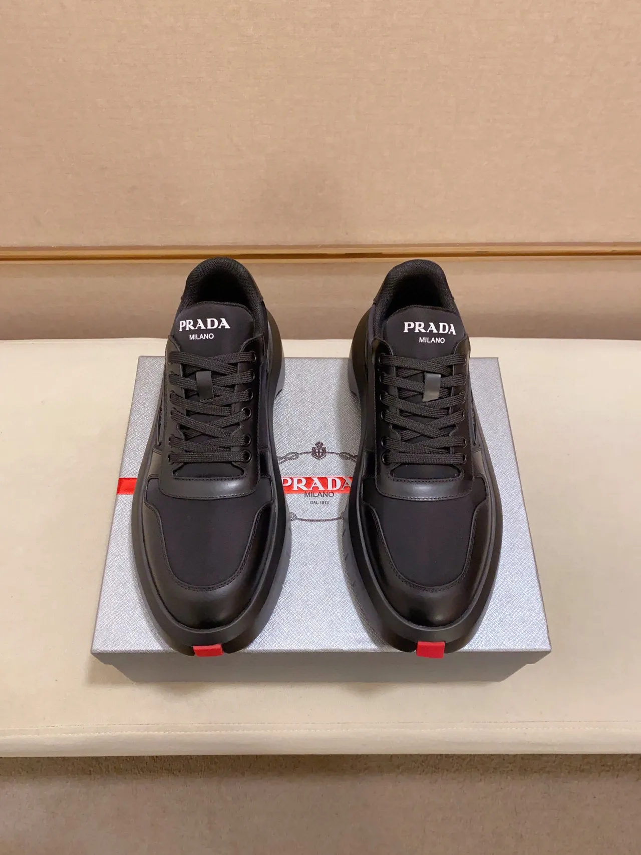 Prada Cloudbust Black Paneled Leather Lifestyle Sneakers 7