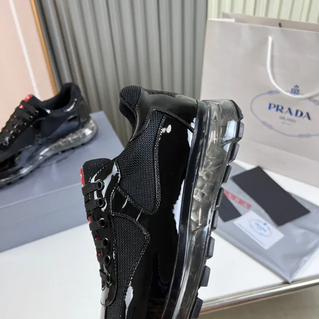 Prada Cloudbust Black Patent and Mesh Lifestyle Sneakers 2