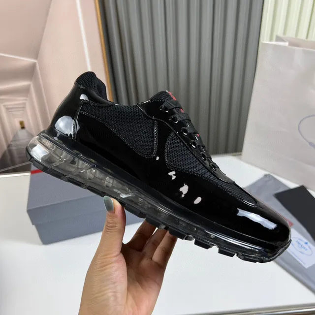 Prada Cloudbust Black Patent and Mesh Lifestyle Sneakers 4