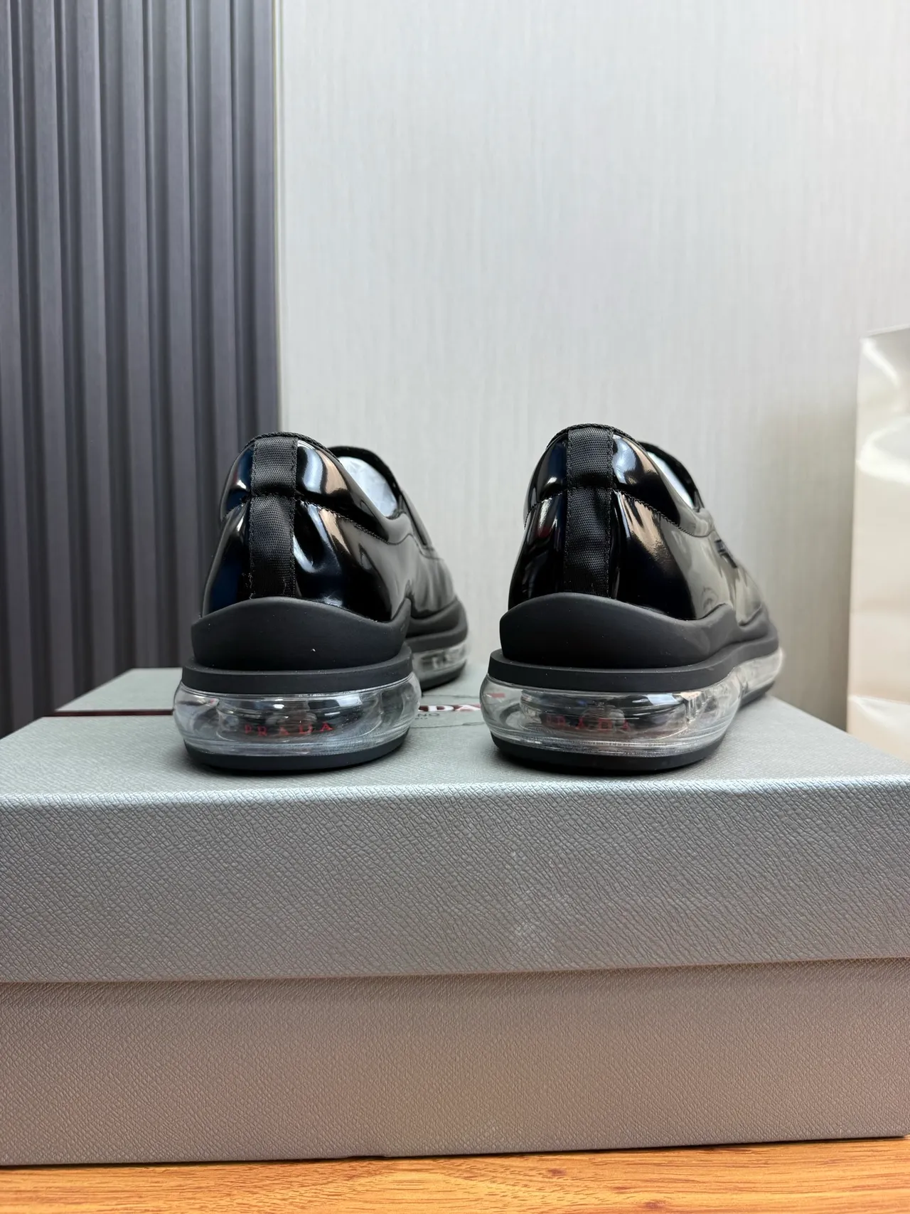 Prada Cloudbust Black Patent and Mesh Loafers 4