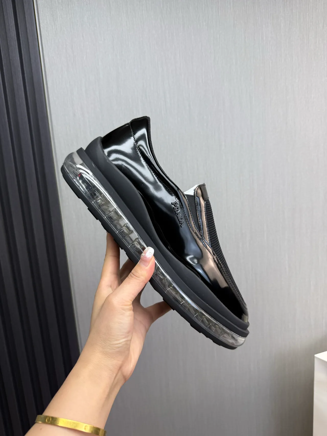 Prada Cloudbust Black Patent and Mesh Loafers 6