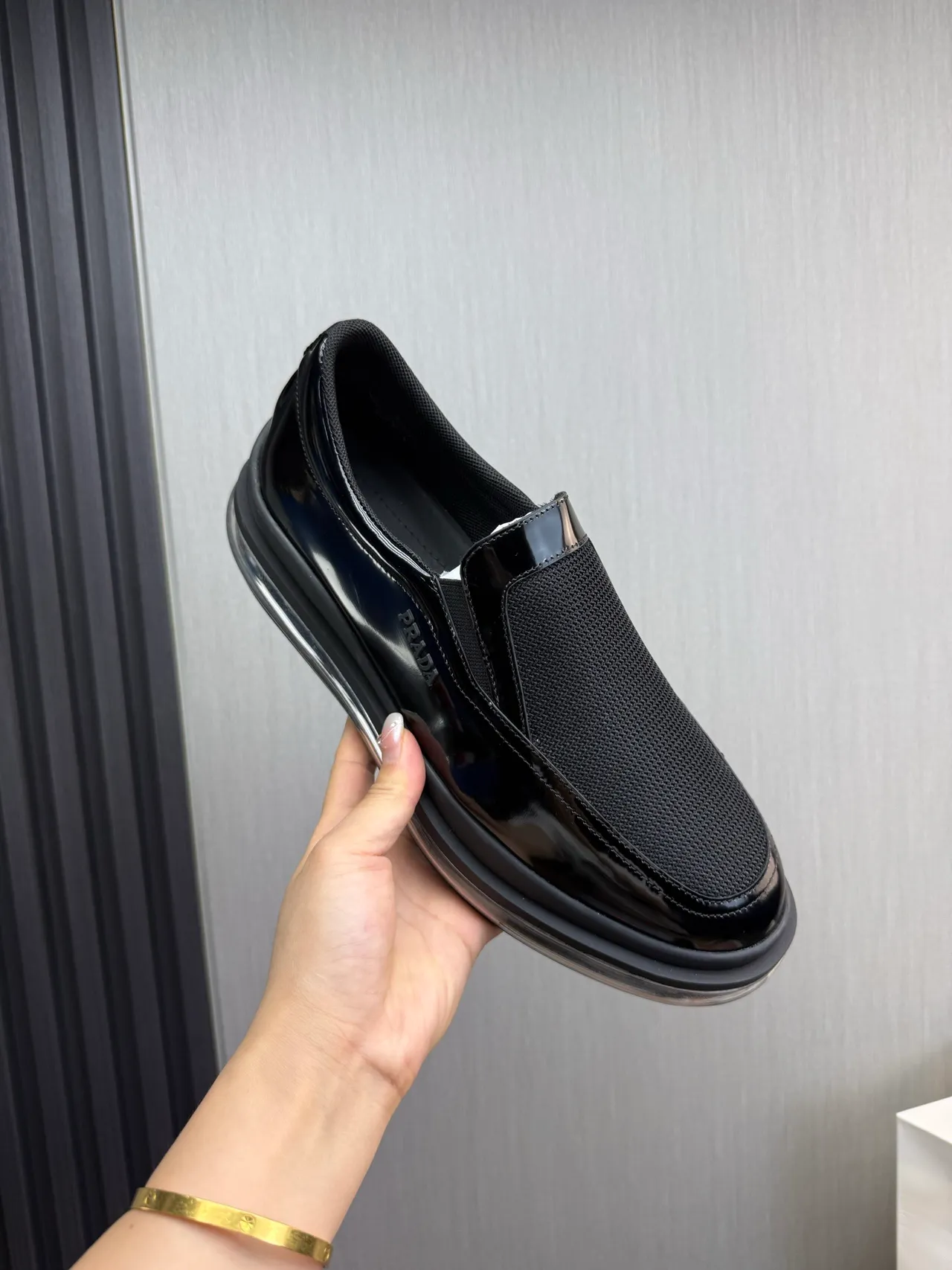 Prada Cloudbust Black Patent and Mesh Loafers 7