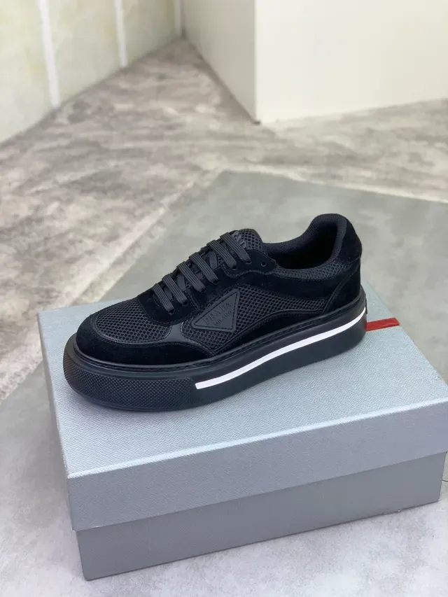 Prada Cloudbust Black Platform Sole Mesh And Suede Upper Lifestyle Sneakers 4