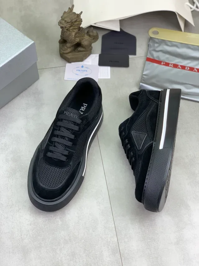 Prada Cloudbust Black Platform Sole Mesh And Suede Upper Lifestyle Sneakers 5
