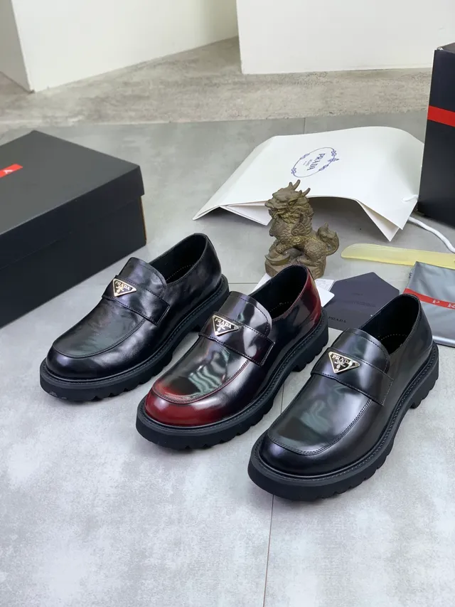 Prada Cloudbust Black Silver Leather Slip-On Logo-Plaque Vamp Loafer 2