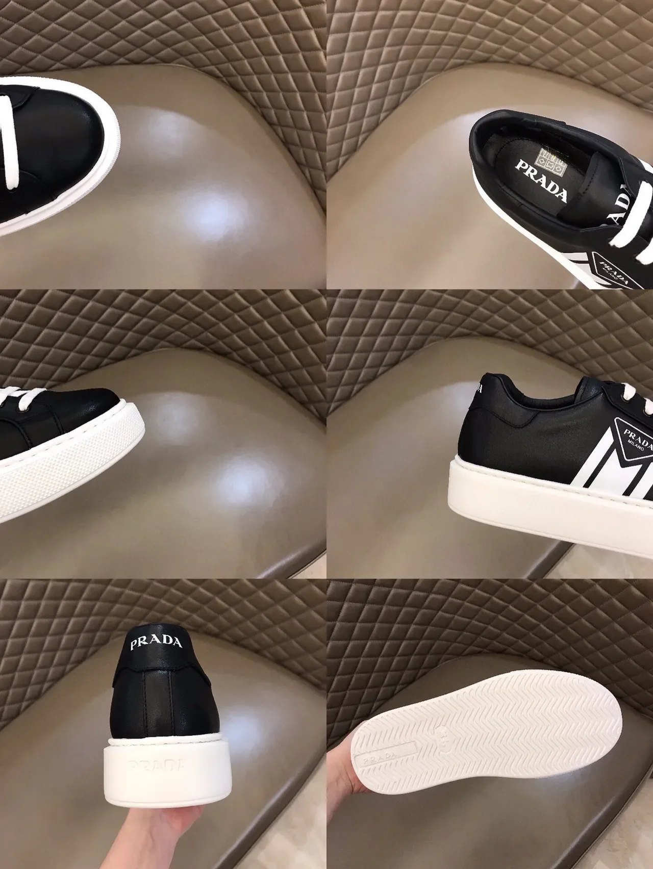 Prada Cloudbust Black White Platform Sole Leather Upper Lifestyle Sneakers 2