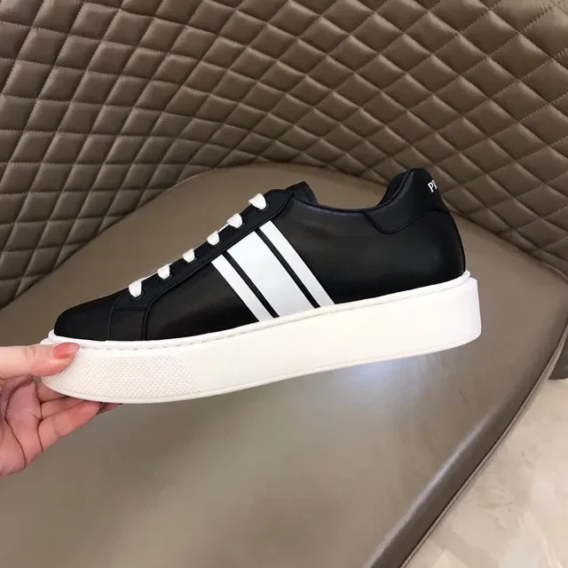 Prada Cloudbust Black White Platform Sole Leather Upper Lifestyle Sneakers 4