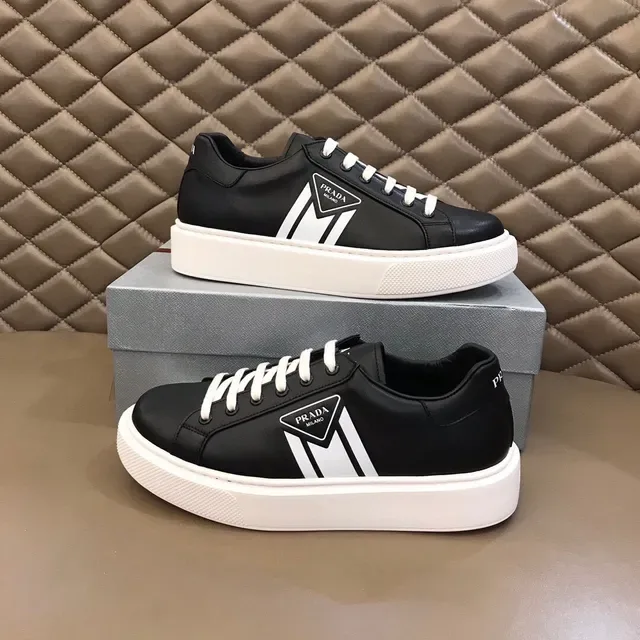 Prada Cloudbust Black White Platform Sole Leather Upper Lifestyle Sneakers 7