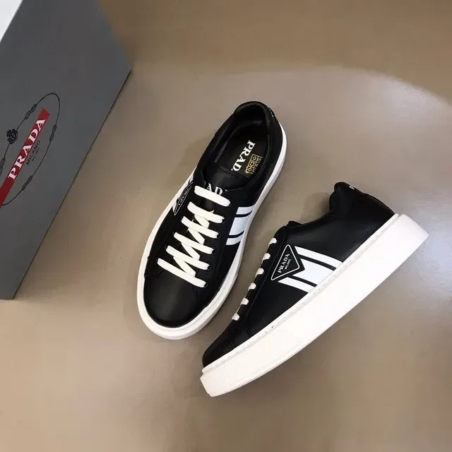 Prada Cloudbust Black White Platform Sole Leather Upper Lifestyle Sneakers 8