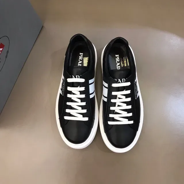 Prada Cloudbust Black White Platform Sole Leather Upper Lifestyle Sneakers 9