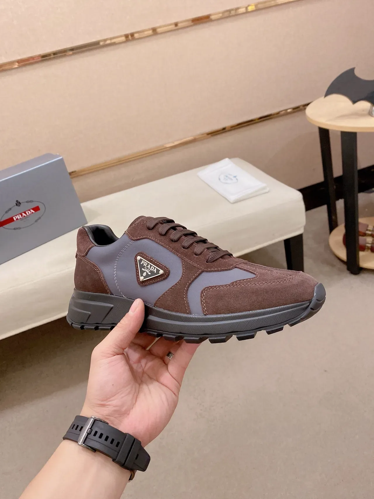 Prada Cloudbust Brown and Gray Lifestyle Sneakers 4