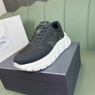 Prada Cloudbust Gray White Chunky Sole Mixed-Material Upper Lifestyle Sneakers