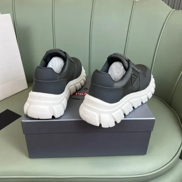 Prada Cloudbust Gray White Chunky Sole Mixed-Material Upper Lifestyle Sneakers 3