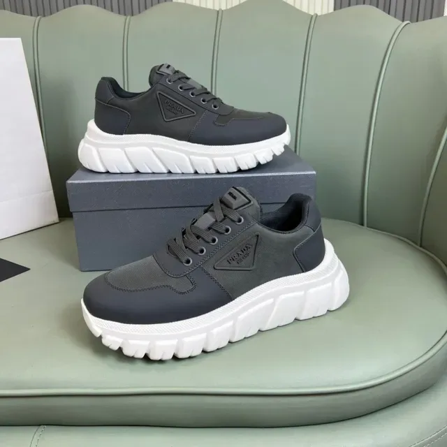 Prada Cloudbust Gray White Chunky Sole Mixed-Material Upper Lifestyle Sneakers 7
