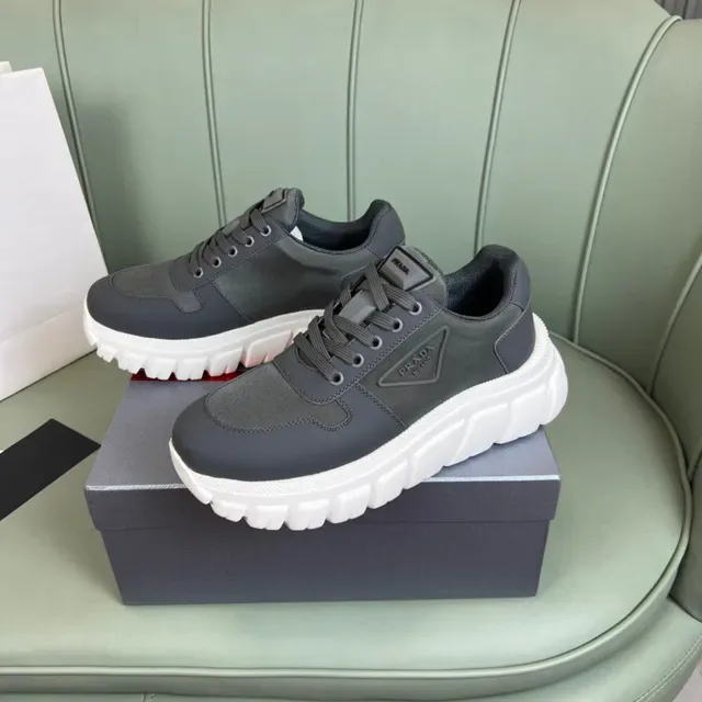 Prada Cloudbust Gray White Chunky Sole Mixed-Material Upper Lifestyle Sneakers 8