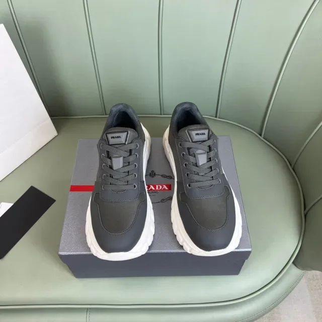 Prada Cloudbust Gray White Chunky Sole Mixed-Material Upper Lifestyle Sneakers 9