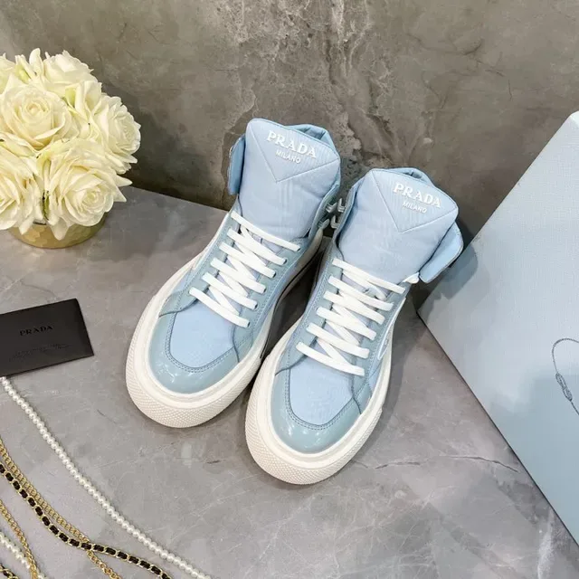 Prada Cloudbust Light Blue Quilted High-Top Lifestyle Sneaker 3