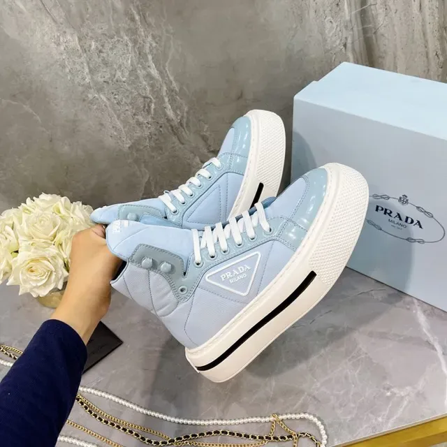 Prada Cloudbust Light Blue Quilted High-Top Lifestyle Sneaker 5