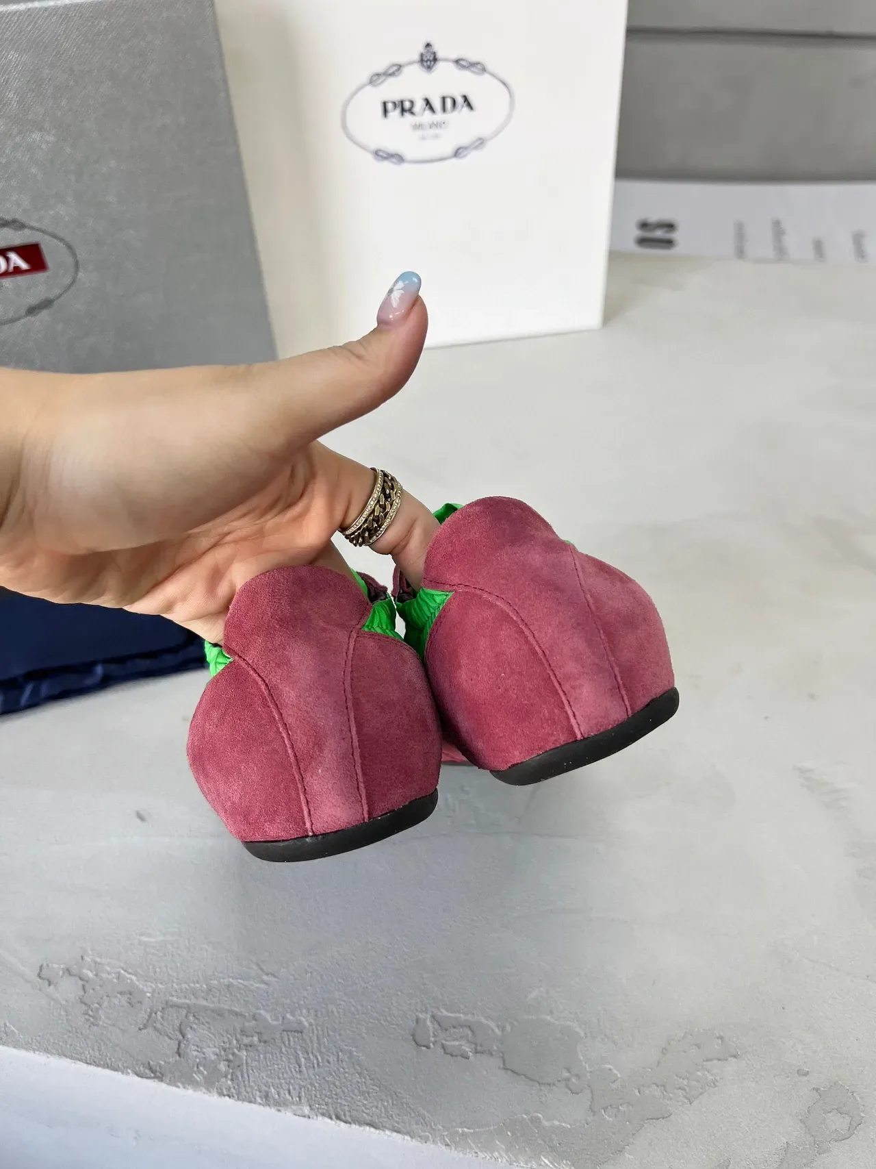 Prada Cloudbust Low Lime Green and Dusty Rose Lifestyle Sneakers 9