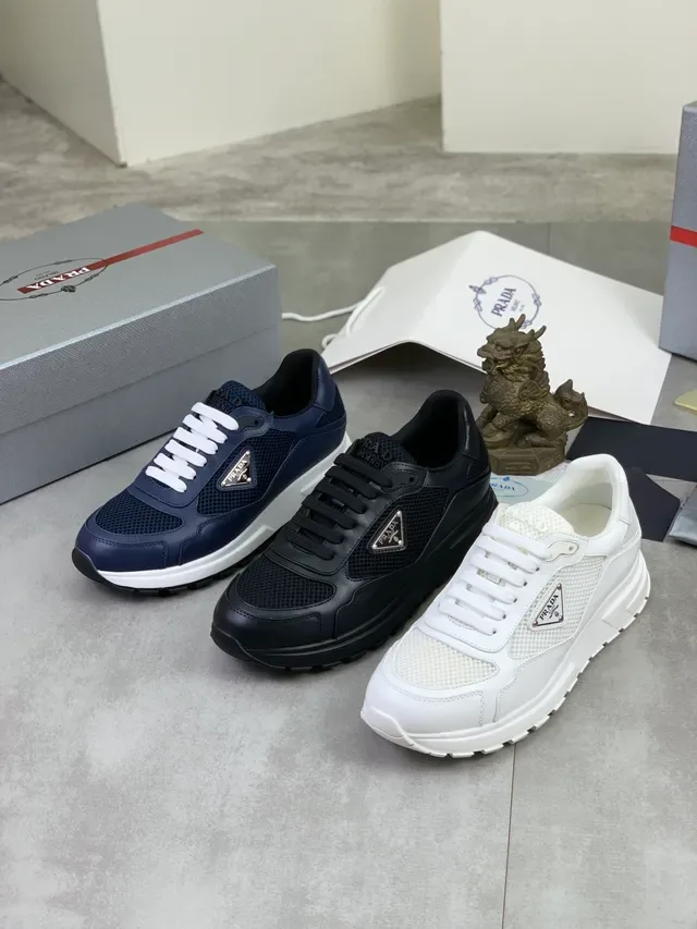 Prada Cloudbust Navy Blue Mesh and Leather Lifestyle Sneakers 2