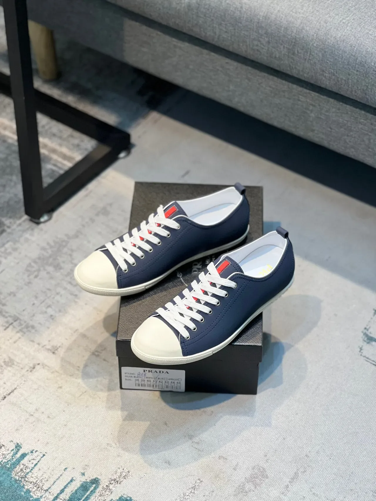 Prada Cloudbust Navy White Low-Top Minimalist Lifestyle Sneakers 6
