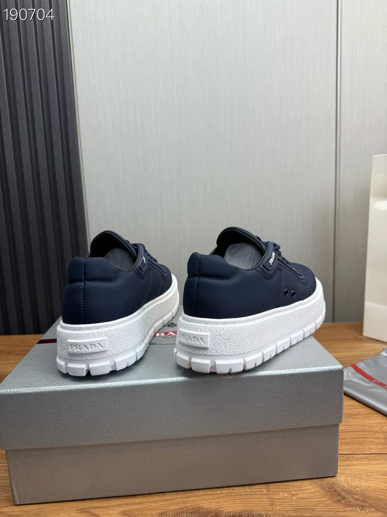 Prada Cloudbust Navy White Nylon Upper Chunky Platform Sole Lifestyle Sneakers 2