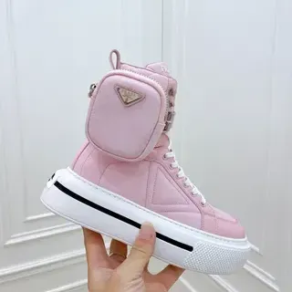 Prada Cloudbust Pink White حذاء رياضي أسلوب حياة منصة كعب عالي