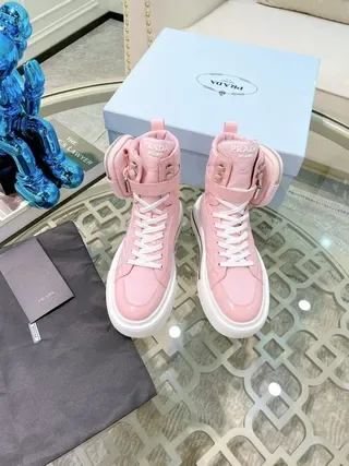 Prada Cloudbust Pink White High-Top Platform Sole Lifestyle Sneakers 6