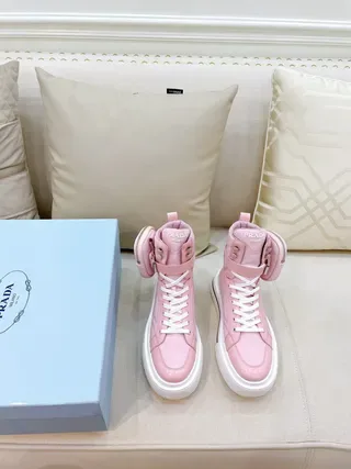 Prada Cloudbust Pink White High-Top Platform Sole Lifestyle Sneakers 7