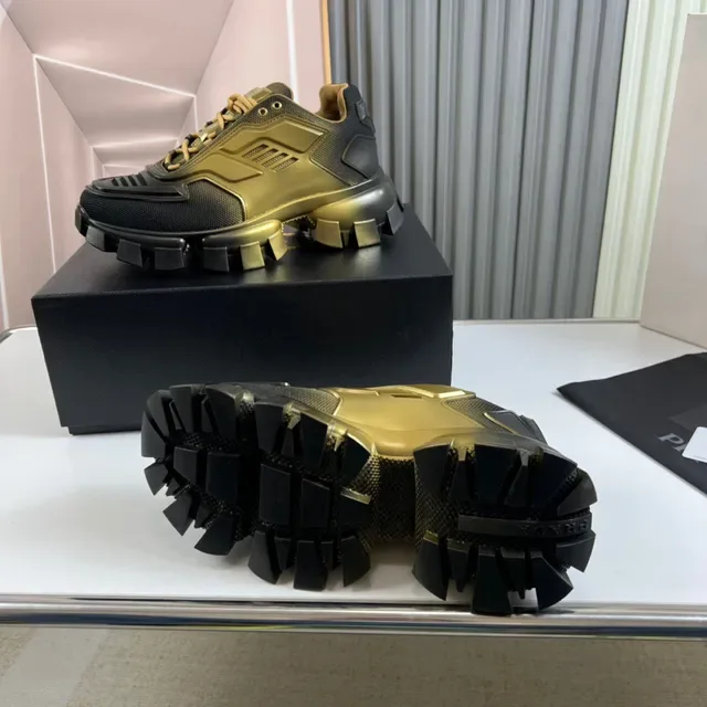 Prada Cloudbust Runner Black and Gold Chunky Sneakers 2