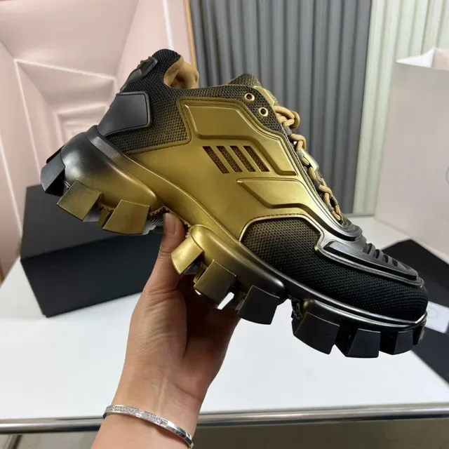 Prada Cloudbust Runner Black and Gold Chunky Sneakers 4