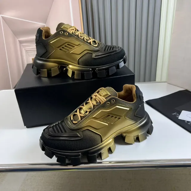 Prada Cloudbust Runner Black and Gold Chunky Sneakers 7