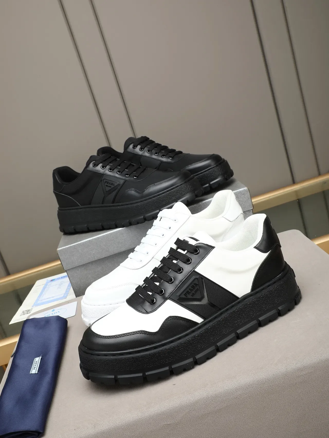 Prada Cloudbust White and Black Chunky Sneakers 2