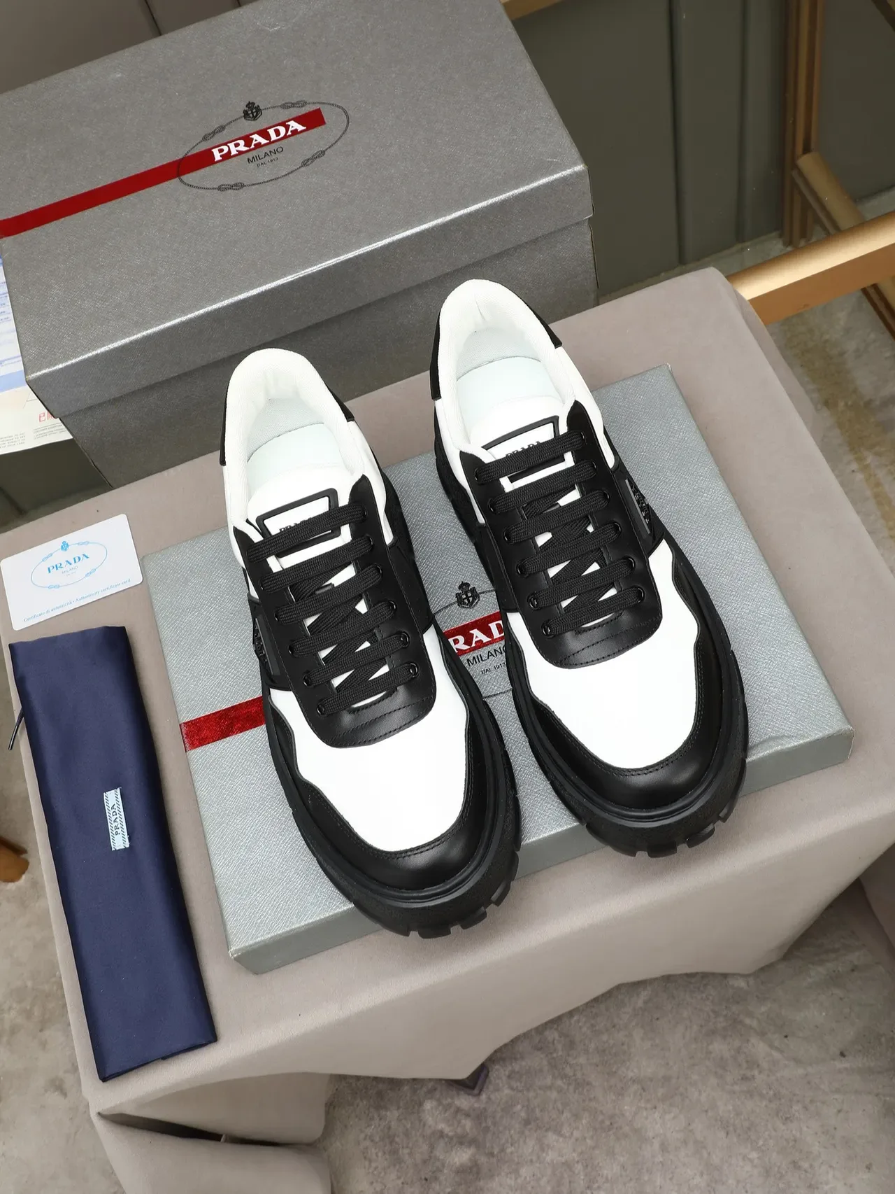 Prada Cloudbust White and Black Chunky Sneakers 3