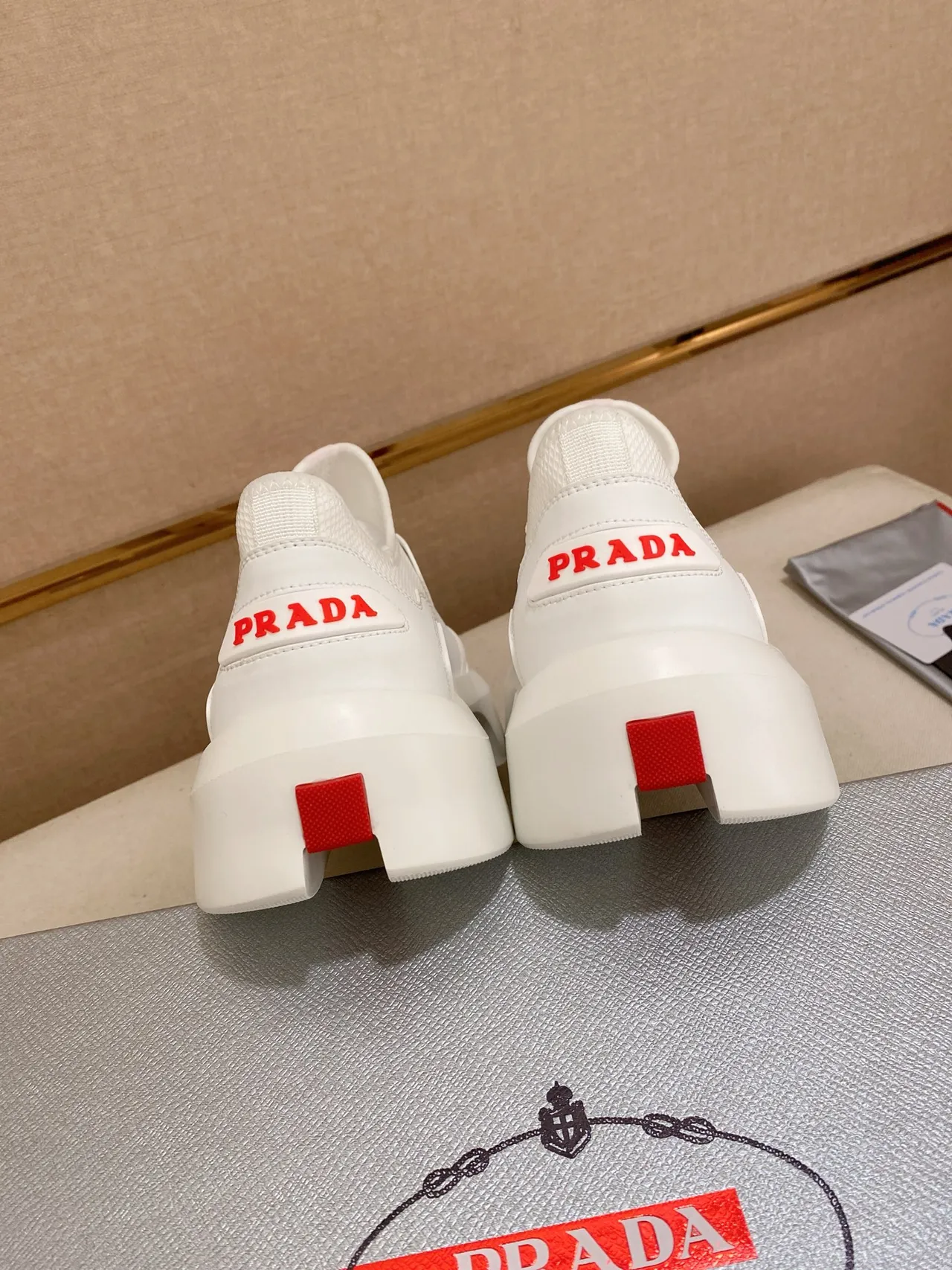 Prada Cloudbust White and Red Slip-On Lifestyle Sneakers 3