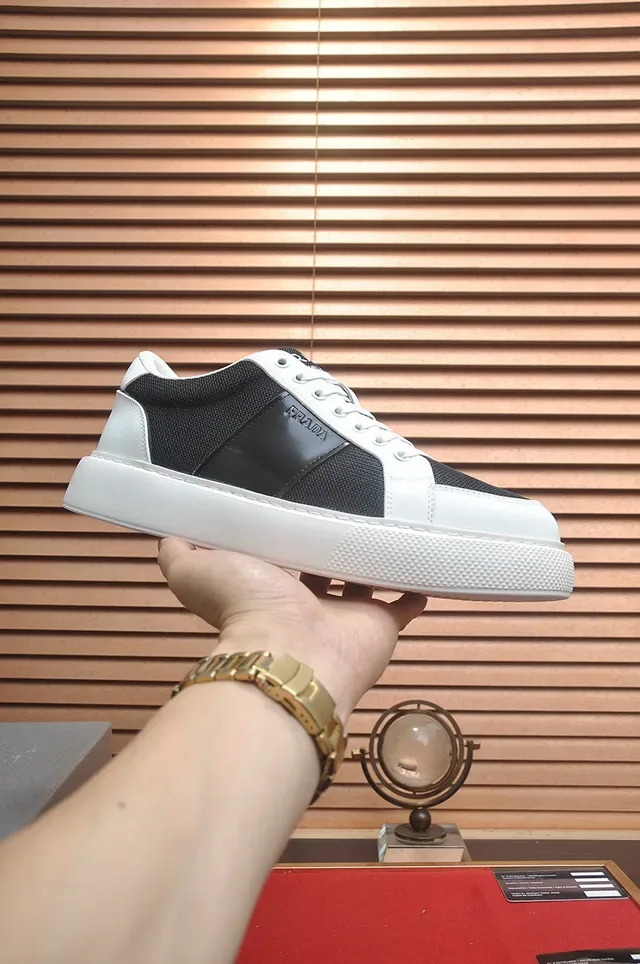 Prada Cloudbust White Black Low-Top Platform Sole Lifestyle Sneakers 2